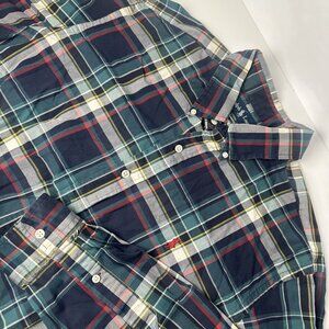 Ralph Lauren Men's XL Cotton Red Green Striped Long Sleeve Button Down Shirt